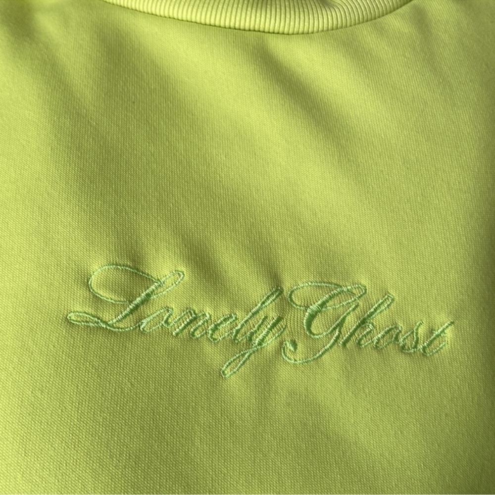 Lonely Ghost Neon Green Crew Neck Pickleball Large Sweatshirt